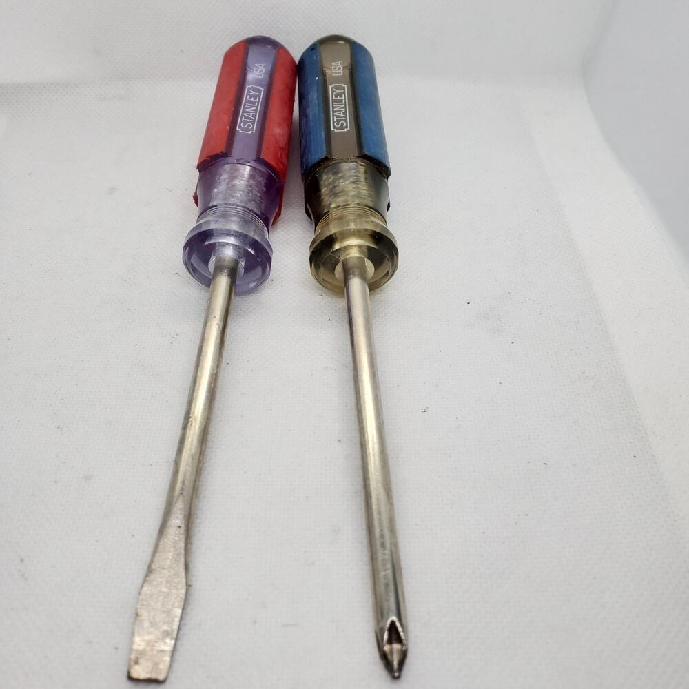 Vintage Stanley USA Acetate Handle Screwdriver Set 2 Pc Phillips Flathead